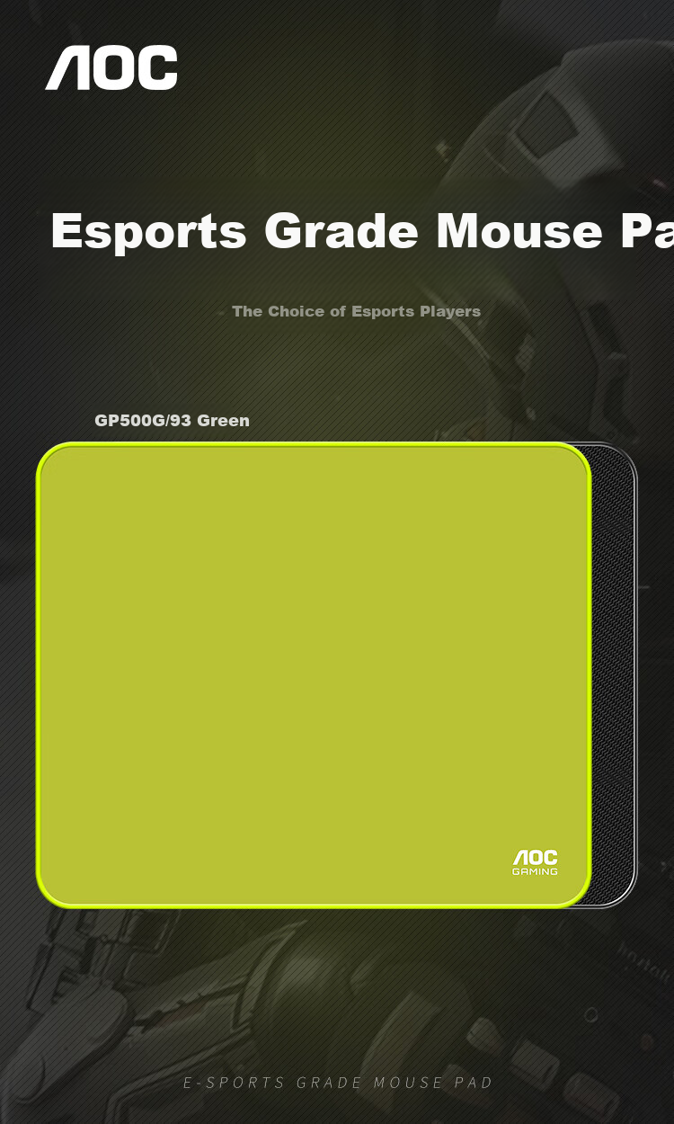 AOC Gaming Mouse Pad, FPS Smooth Game-Specific Micro-Velvet Woven, 360*300*5mm, Jianjiang Zero 99 Style Thickened Sunken Edge, GP500G/93 Gree 1