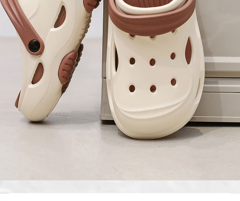 Huameijianbu Men's Outdoor Quiet Thick-Soled Non-Slip Beach Sandals with Perforated Design, HM2426 White And Black, Size 40-41 19