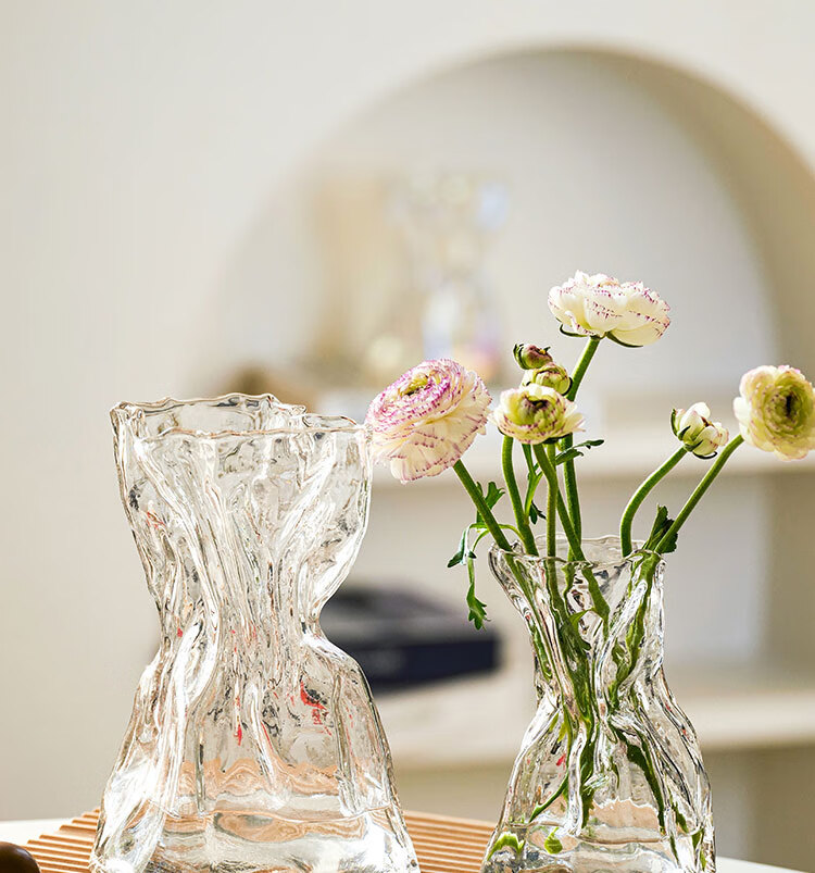 Fanye Premium Glass Vase Transparent Water Flowerpot Irregular Ins Style Decorative Flower Arrangement for Living Room Dried Flowers 4