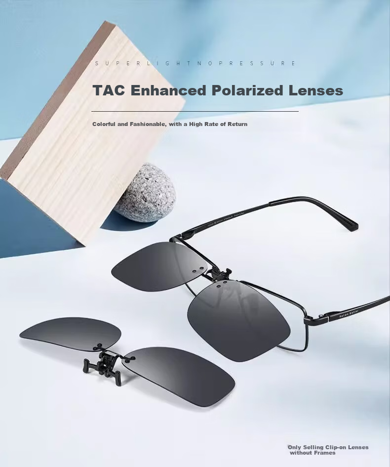 Boshide Polarized Clip-On Sunglasses for Prescription Glasses, Driving Clip-On Sunglasses with UV Protection, Polarized Black Gray Lenses 4