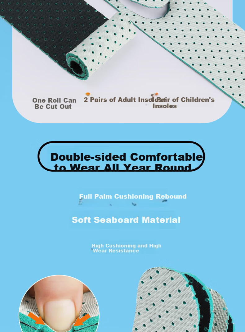FOOTOPPO Children's Sports Shoe Inserts for Boys And Girls, Summer Soft Elastic Breathable Sweat-Absorbing Shoe Insoles, Cuttable 5