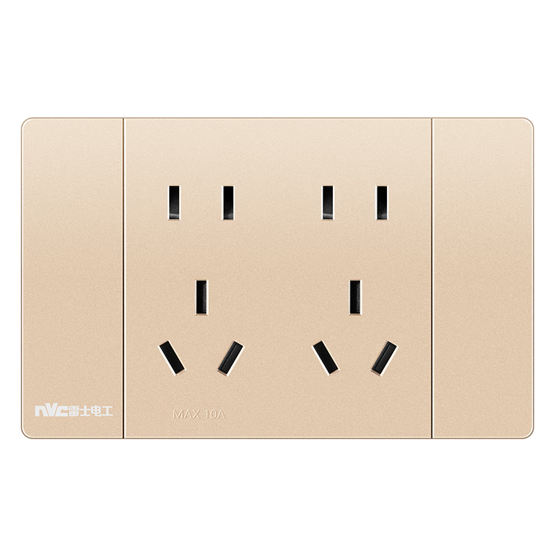 NVCleishidiangong Switch Socket, Single-Pole Single-Control Ten-Hole Socket, Multifunctional 118-Type Concealed Socket, Champagne Gold
