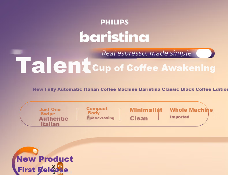 PHILIPS Fully Imported Baristina New Italian-American Fully/A Semi-Automatic Home Coffee Machine, Integrated Grinding Small Coffee Maker BAR Series bar300/60 2