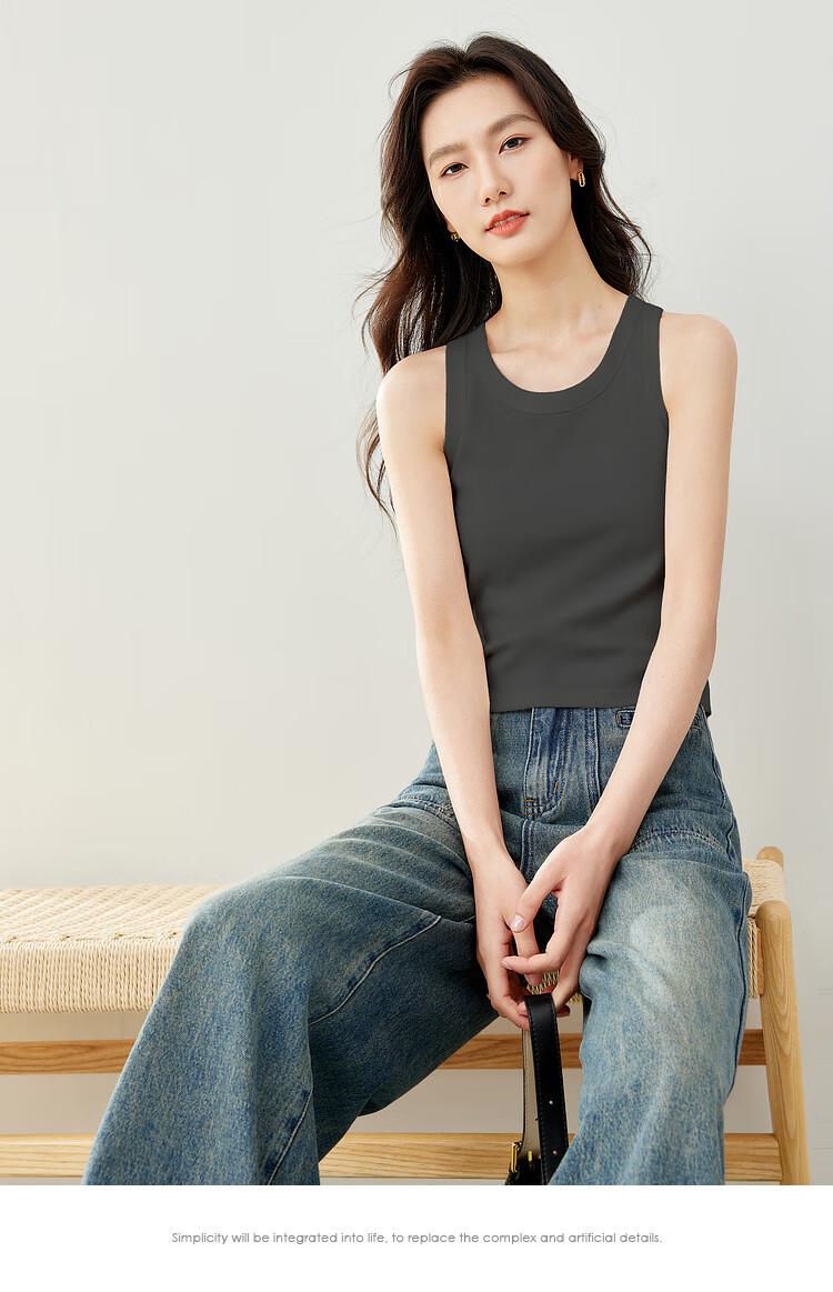 Fansiman White Tank Top Women's Inner Wear 2026 Summer Outerwear Slim Knit Top Apricot L 16