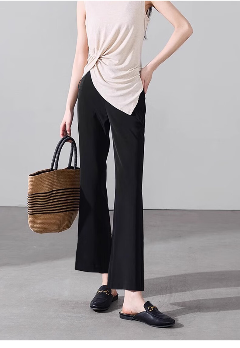 JOYNCLEON Maternity Pants Summer Thin Flared No Belly Support Long Pants Petite Maternity Wear Black XXL Jyk181766 20
