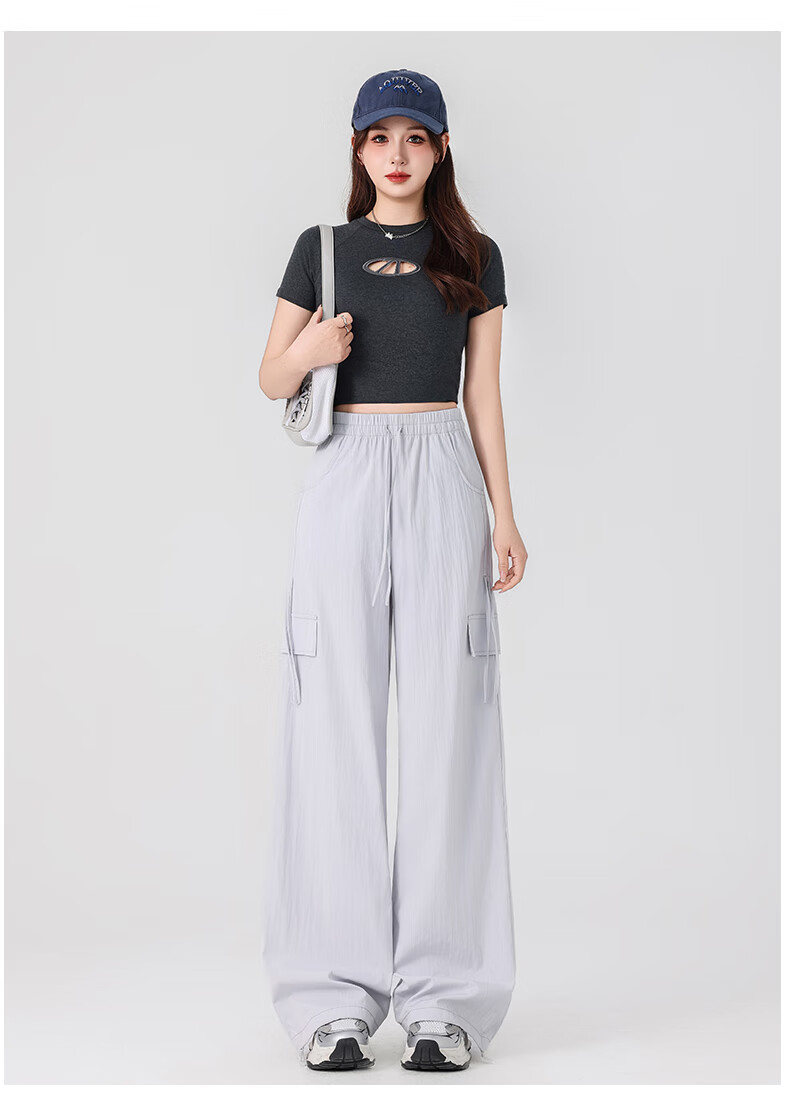 LangSha Women's Cargo Pants with Drawstring for Petite Figures, Lightweight Summer 2025 Butterfly Bow Casual Quick-Dry Trousers Paratrooper Pants 16