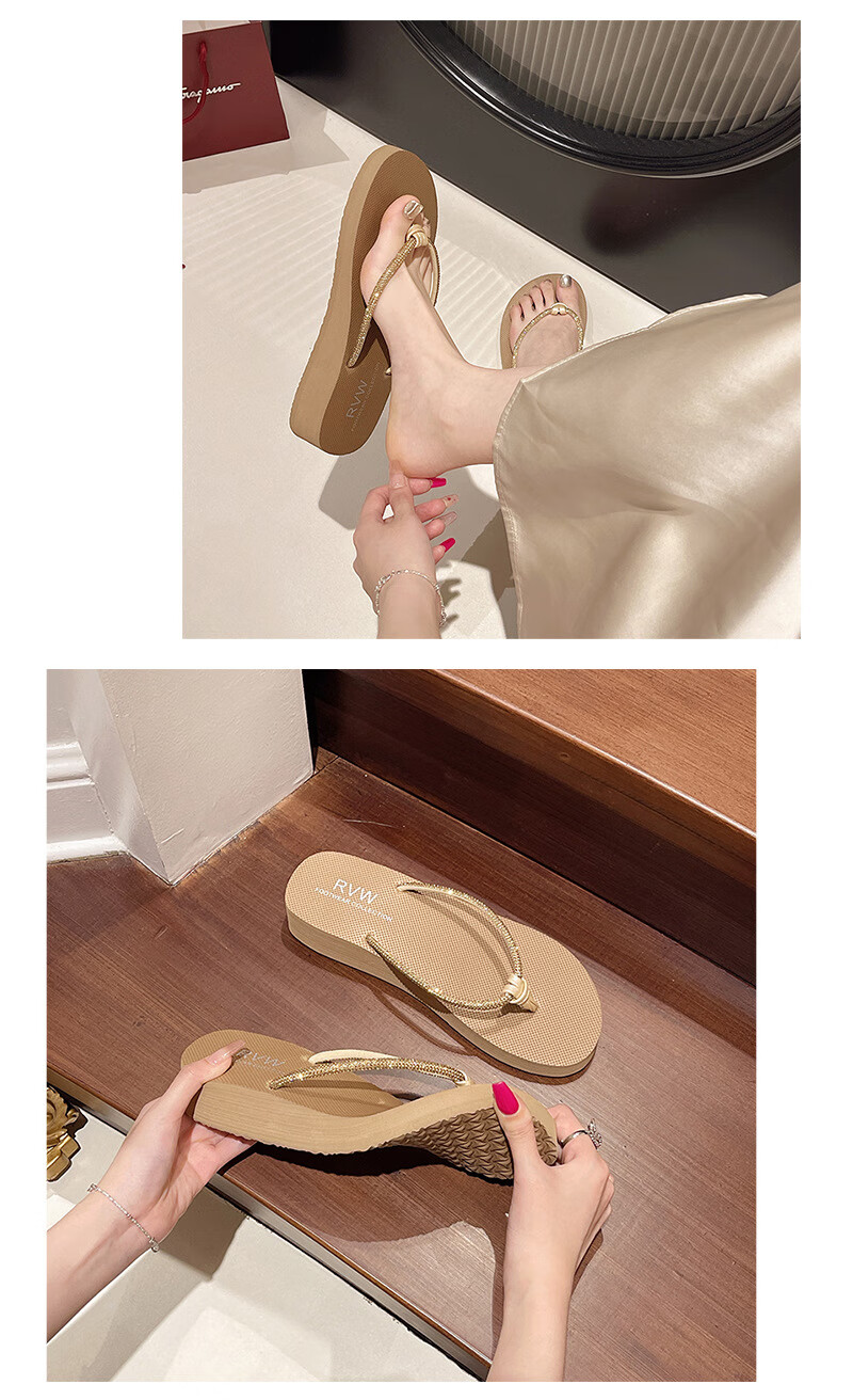 FOOTOPPO Women's Flip-Flops, Summer Outdoor Wear, Thick-Soled Thong Sandals, Non-Slip Beach Soft-Soled Slippers for Wome 3