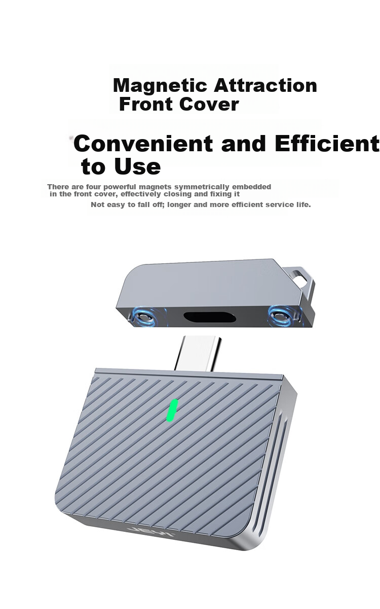 JEYI Direct-Insert M.2 NVMe SSD Enclosure, Type-C 3.2 Gen2 10Gbps, All-Aluminum Alloy Shell, Compatible with Laptops/PCs, Supports 2230 6