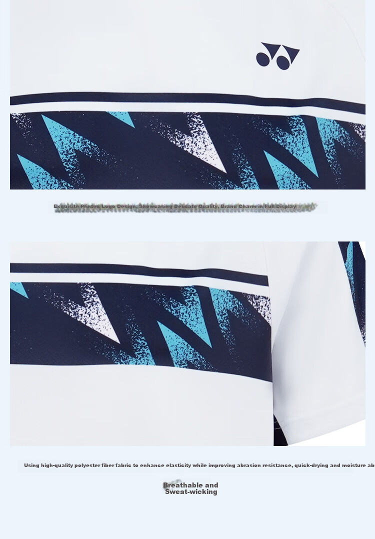 YONEX Badminton Shirt, Competition Training, Sweat-Absorbing And Breathable, Men's Sports T-Shirt, 110015BCR, White, XO 7