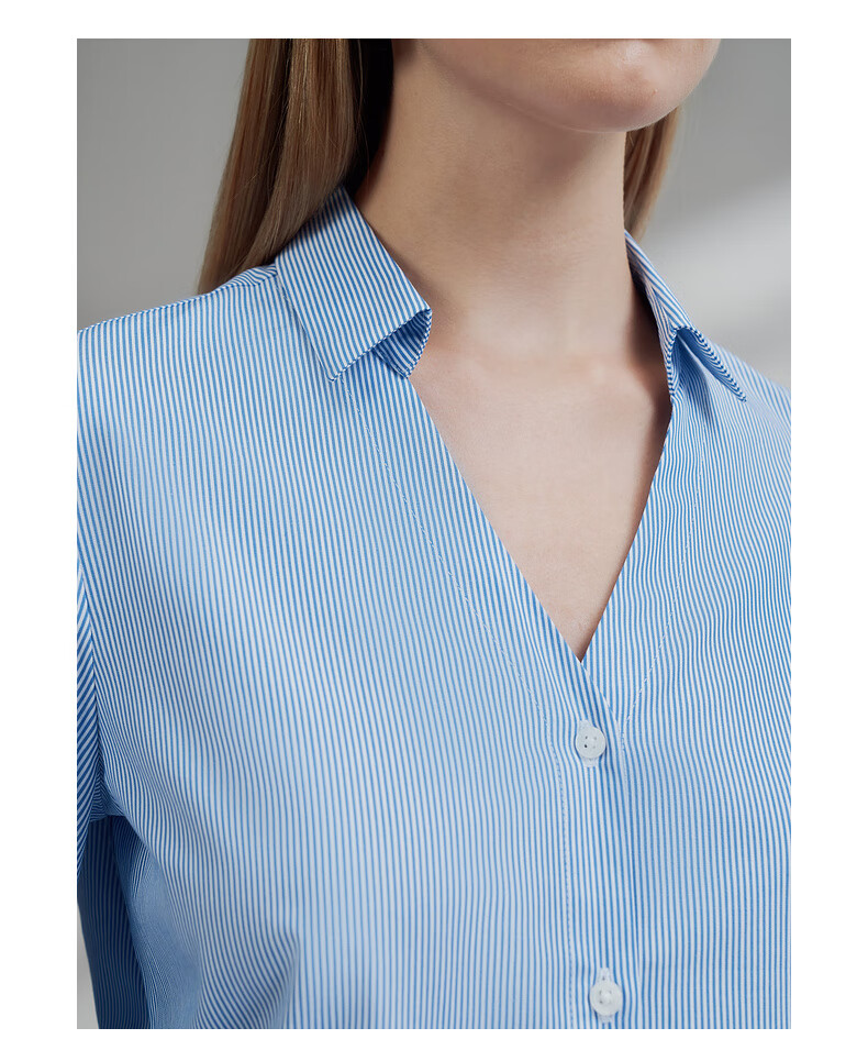 G2000 Women's Spring Summer Comfortable Cotton Striped Formal Long Sleeve Shirt Dark Blue Size 36 8