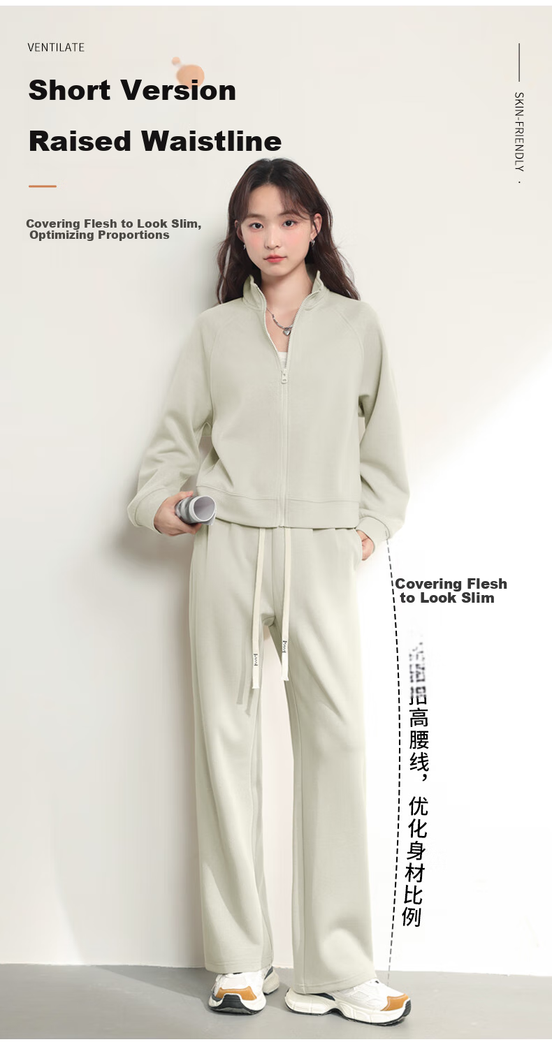 MJ STYLE Stand-Collar Cardigan Jacket for Women, Spring And Autumn 2026, Loose-Fitting Casual Versatile Short Style, Petite Sporty Long-Sleeve Top 5