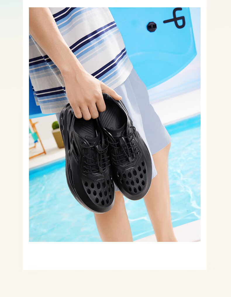 361° Men's Sports Slippers, Spring And Summer BIG3 Perforated Shoes, Outdoor Home Beach Sandals, Men's Slippers, 672426717-11 28