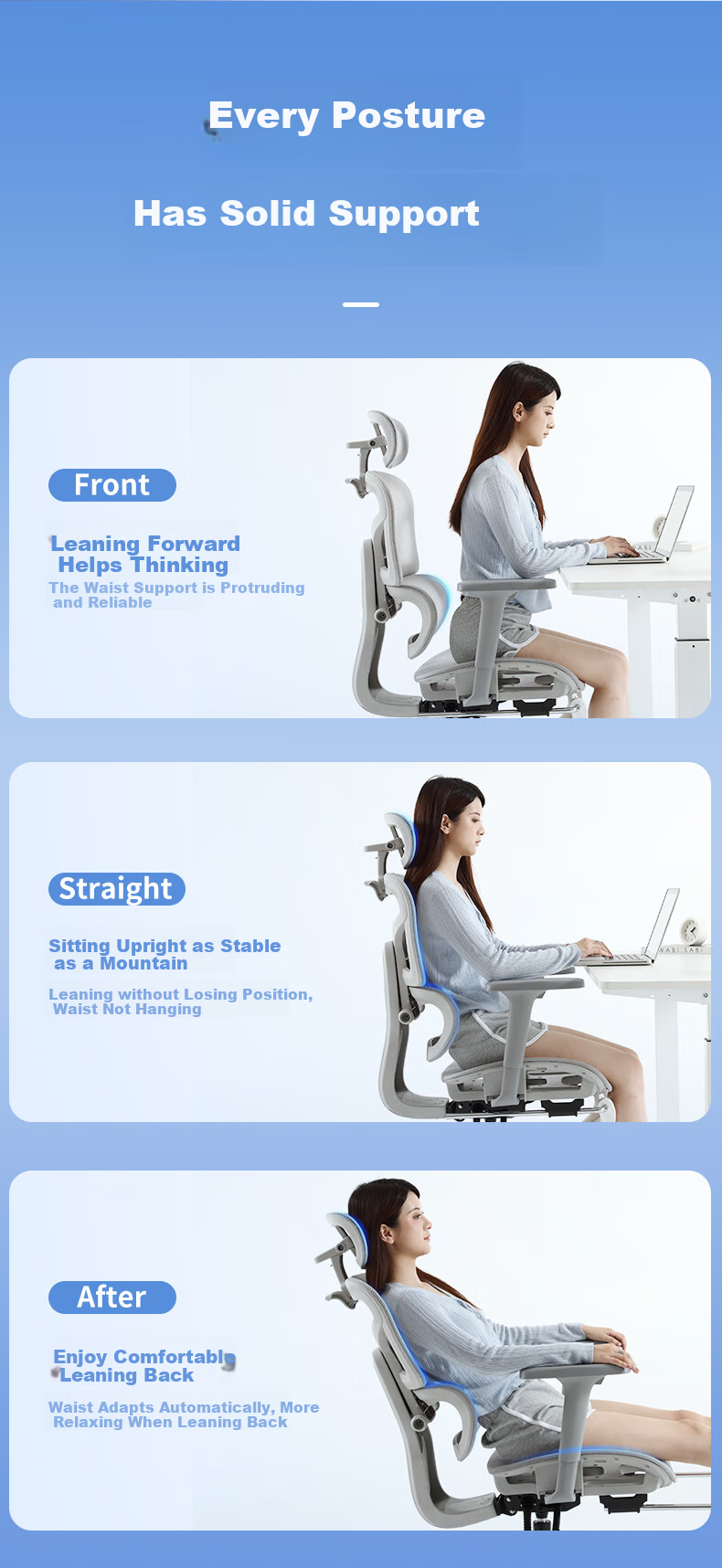 LIANFENG Ergonomic Office Chair for Home Use, Comfortable for Long Sitting, Reclining, Suitable for Students, Computer Work, Back Support, Gaming Chair 9