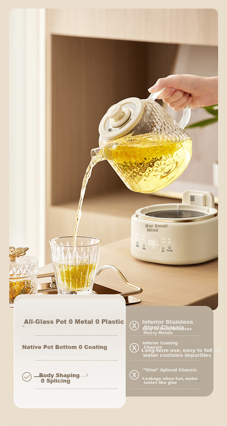 Bear Health Pot, 3L Large Capacity, Faucet Water Kettle, Flower Tea Container, Pure Glass Constant Temperature Pot for Brewing Tea, Integrated Heat Preservation, Baby And Maternal Use Boiling Kettle, ZDH-F30F1 9
