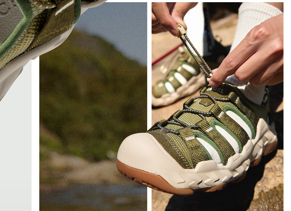 CAMEL Slip-On Shock-Absorbing, Non-Slip, Anti-Collision Lightweight Outdoor Stream Trekking Sandals for Men G15M380022 Light Green 40 9
