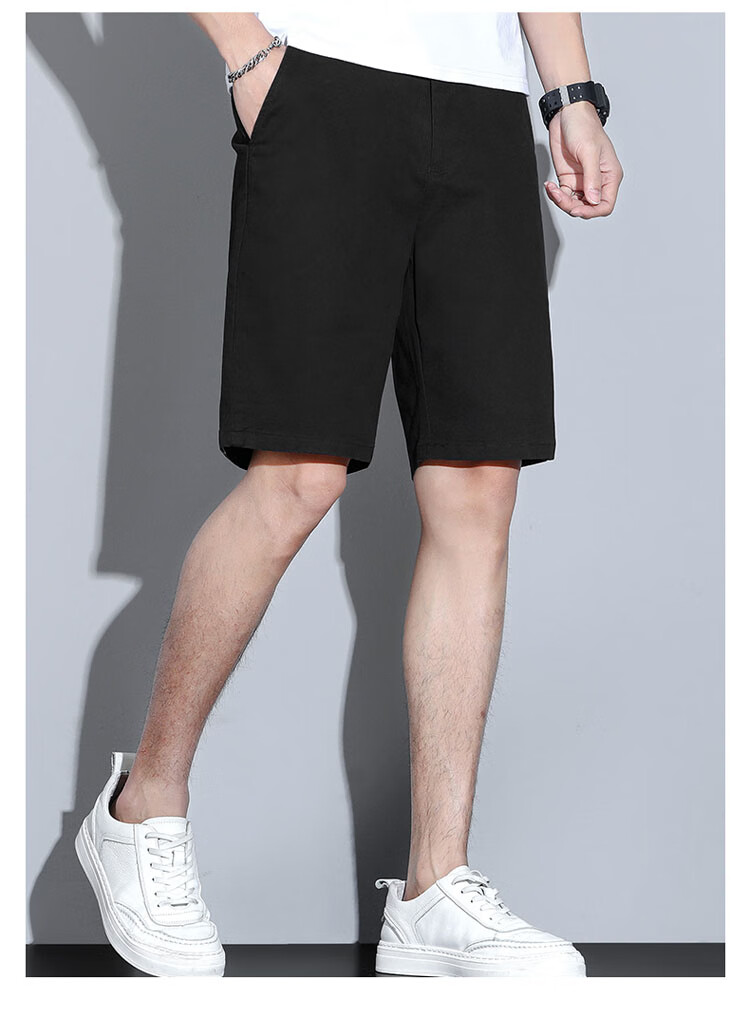 ROMON Men's Summer Shorts Men's Business Casual Pants Thin Solid Color Versatile Men's Pants 6