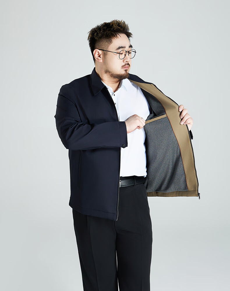 Ayoupang Large Size Business Executive Jacket for Middle-Aged And Elderly Men, Lapel Collar Coat, Black, 4XL (200-220 Jin) 8