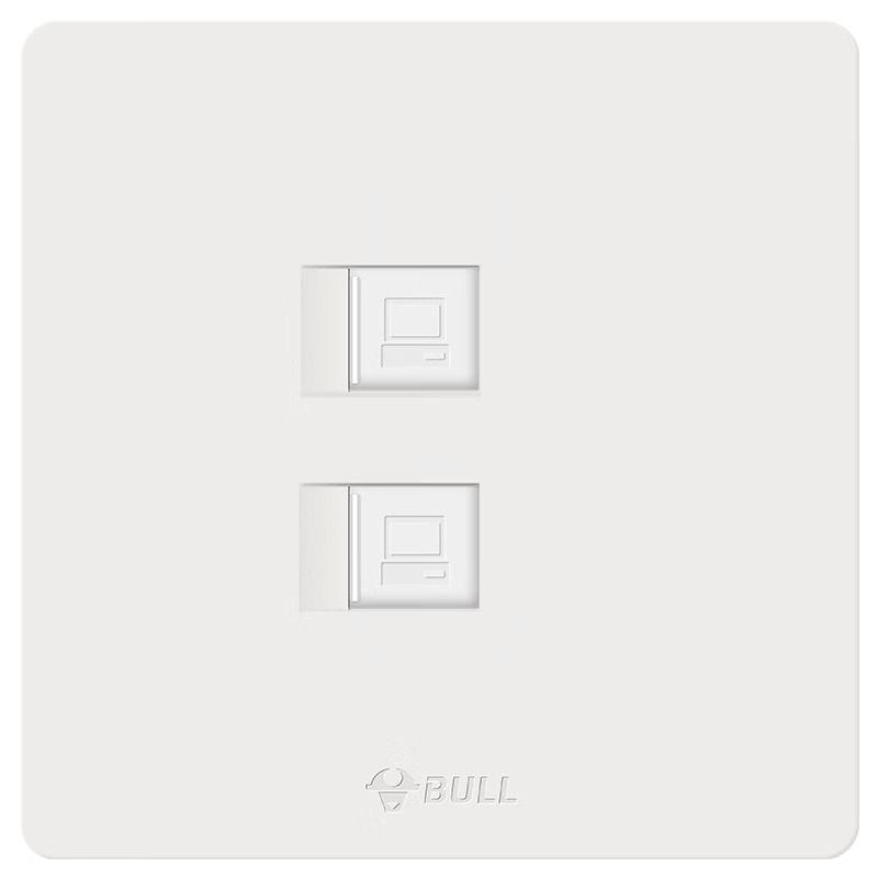 BULL G12 Skin-Feel Matte Cream Style 2-Gang Cat6 Computer Socket G12T222B Ivory White