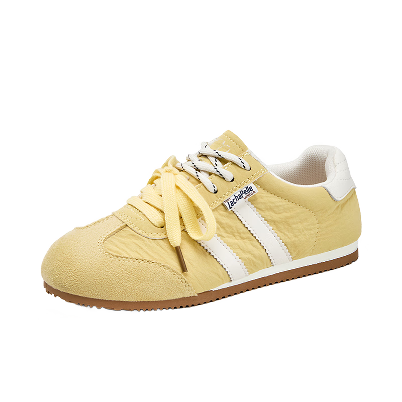 La Chapelle Women's Casual Derby Shoes Autumn New Breathable Lightweight Sports Shoes Thick Sole Sneakers Lemon Yellow Size 39