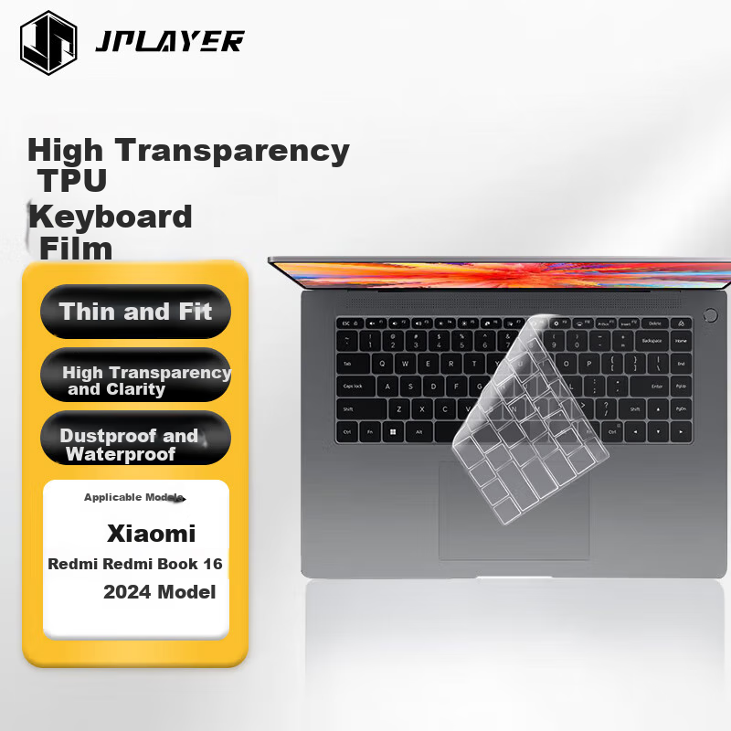 JPLAYER Keyboard Protector for Xiaomi Redmi Book 16 2025/2024 Laptop, High Transparency Ultra-Thin Invisible Film, Anti-Dirt Waterproof Dust-Proof Cover TPU