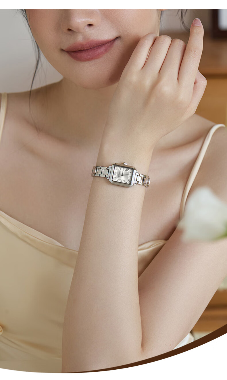 COMLORVEI Vintage Silver Small Square Quartz Waterproof Student Office Commuter Wristwatch D685 1