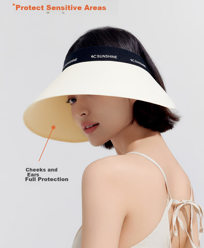 VVC Sun Protection Hat for Women, Full Face Sunshade Hat, Summer Outdoor Face-Covering UV Protection Hat, Cream White 7