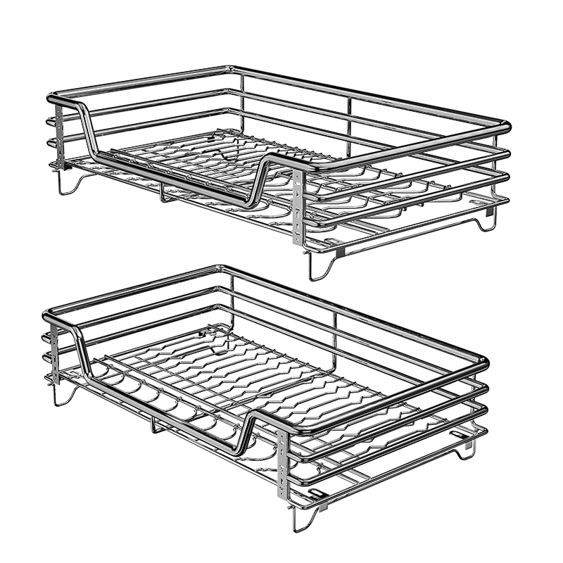 SUPOR Pull-Out Basket Kitchen Cabinet, 304 Stainless Steel Double-Layer Door Drawer-Style Bowl And Dish Pull-Out Tray, Blue Bowl Rack Storage, Thickened Bowl Basket K