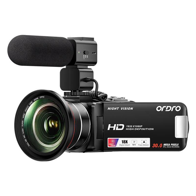 ORDRO B320 Camera, High-Definition Digital Handheld DV Recorder, for Conference Live Streaming And Recording / Home Use, Travel Shooting, Vlog Short Video Beauty Camera with Integrated Recording And IR Night Visio