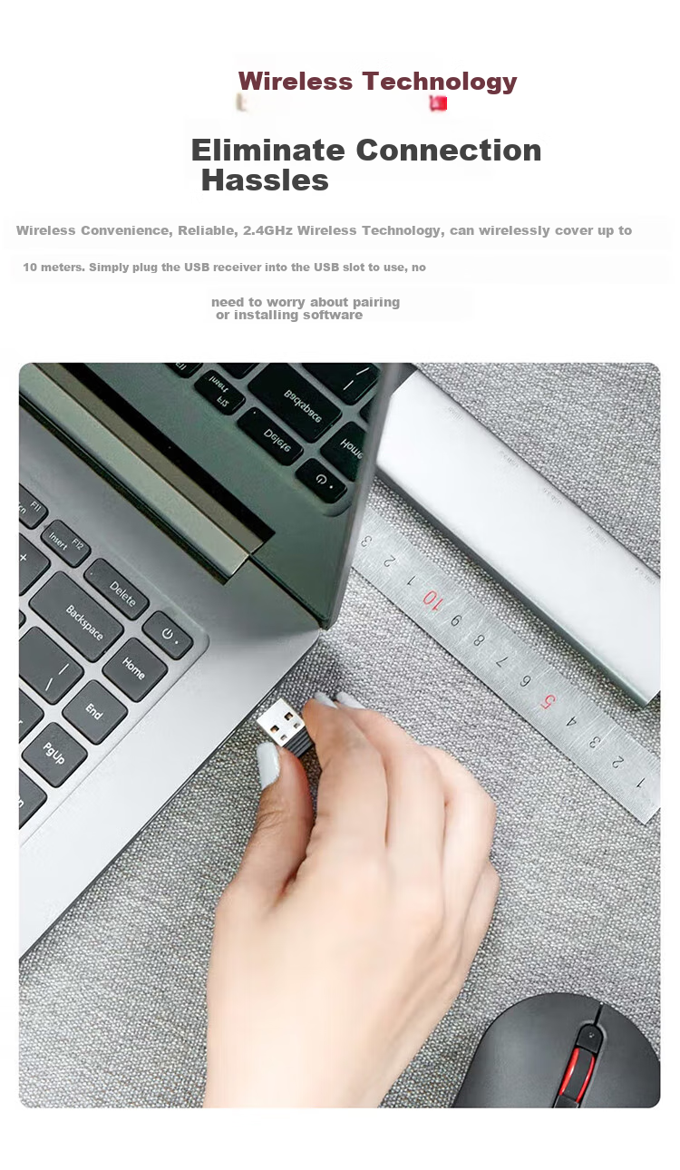 Lenovo Lai Ku Wireless Mouse, Office Mouse, Laptop Mouse, Computer Mouse, Suitable for Desktop/ThinkPad/Lenovo Legion, Wireless 2.4G Quiet WM101 Black 2