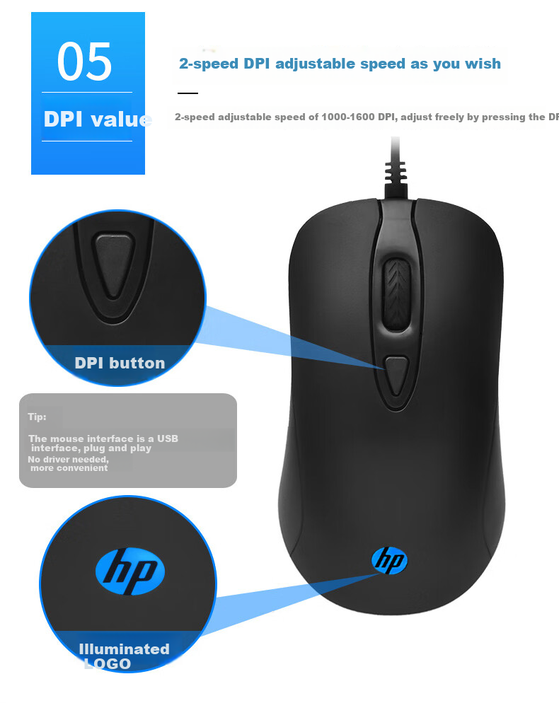 HP Keyboard And Mouse Combo, Mechanical Feel Gaming E-Sports Wired USB Interface, Compatible with Laptops And Desktop Computers, Suitable for Business And Office Use 7