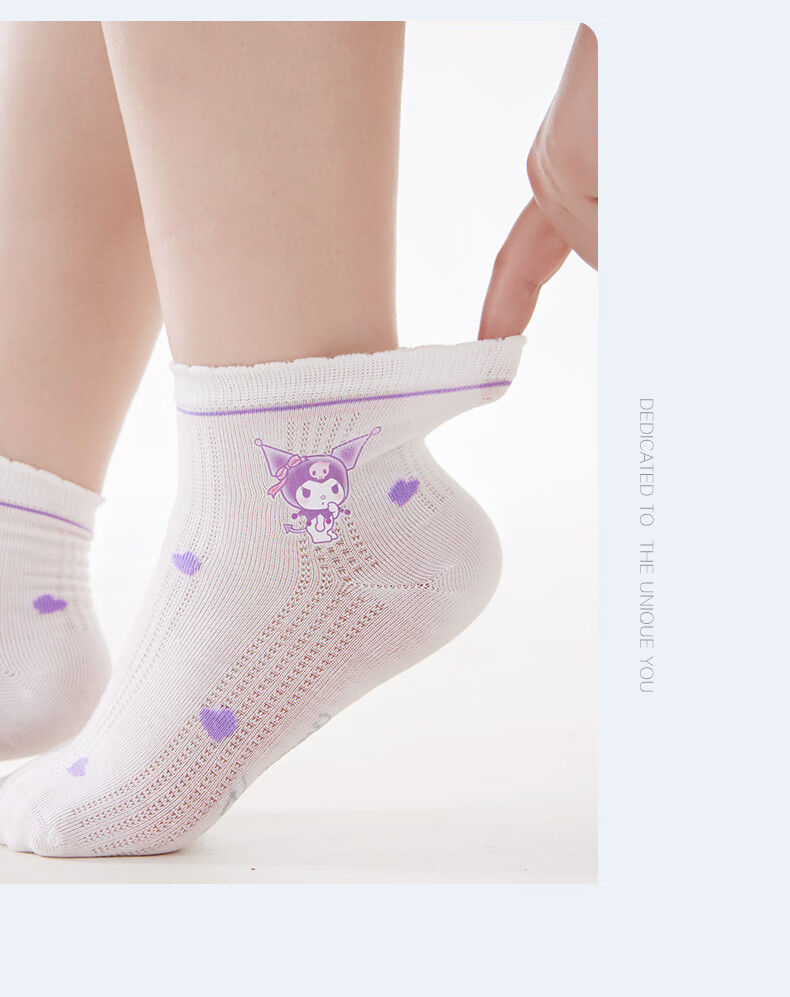 Hello Kitty Girls' Socks Spring And Summer Thin Mesh Socks Antibacterial Baby Children White Short Socks U4101 Matching Colors 16-18 17