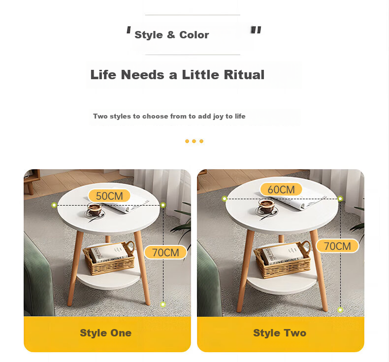 Quanpinwu Small Round Table Coffee Table for Home Living Room, Simple Sofa Side Table, Nordic Bedroom Bedside Table, Mini Balcony Small Table 9