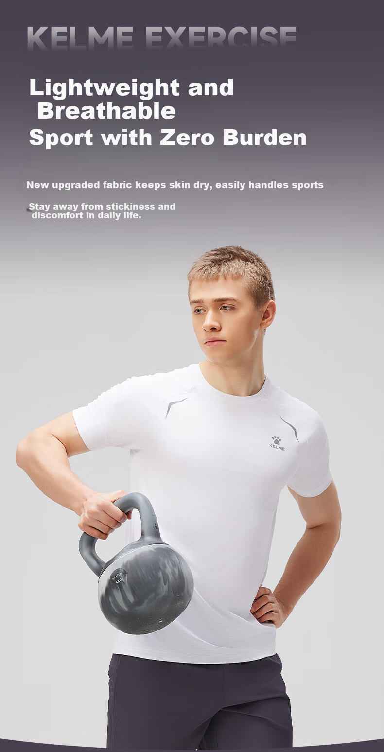 KELME Sports T-Shirt for Men, New Summer Outdoor Running Fitness Training Breathable Cool Sun Protection Short-Sleeve Top 4