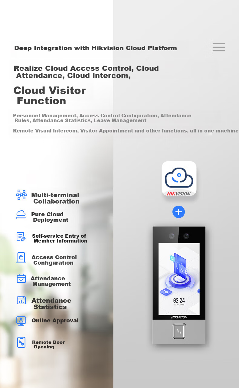 HIKVISION Facial Recognition Access Control System All-In Machine for Corporate Office Attendance, Face Recognition And Fingerprint Time Clock D19 PLUS 4