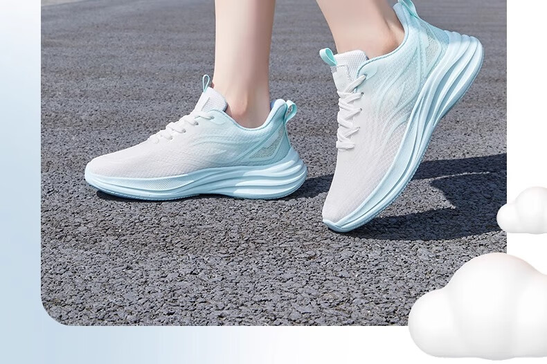 Warrior Women's Shoes, Spring And Summer New Style Breathable Mesh Sneakers, Soft-Soled Shock-Absorbing Running Shoes for Women, 4636 White Blue, Size 37 5