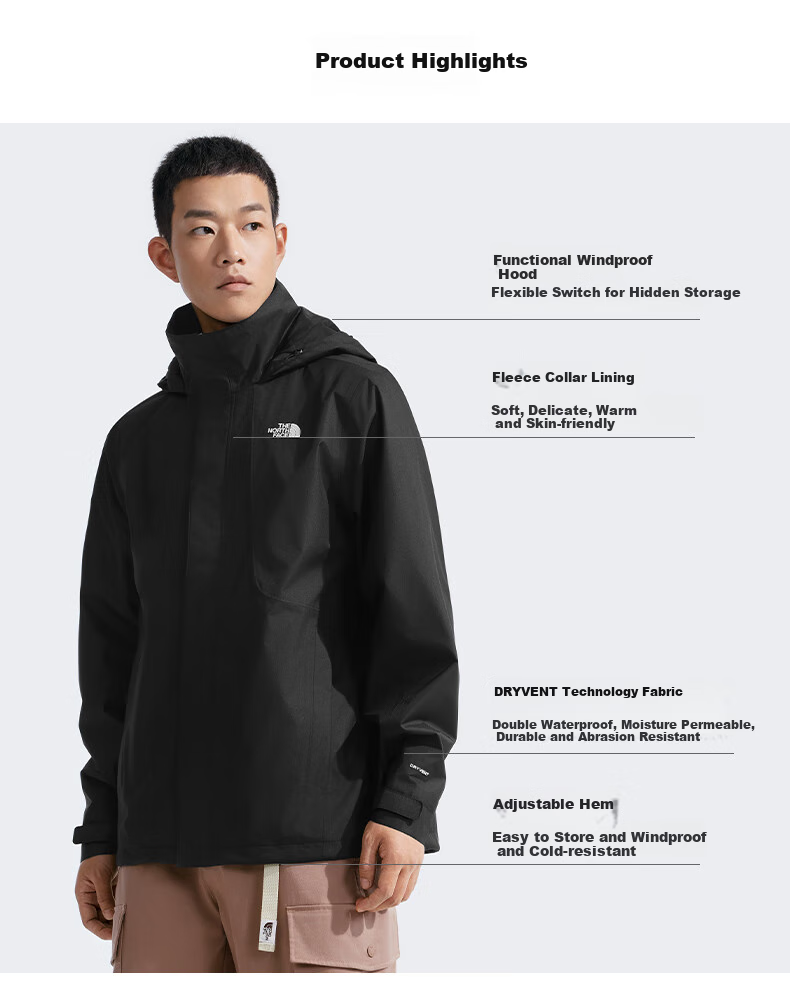 The North Face Men's Outdoor Windproof Single-Layer Hard Shell Jacket 8AUM, Gravel Sand/AWA, XL 2