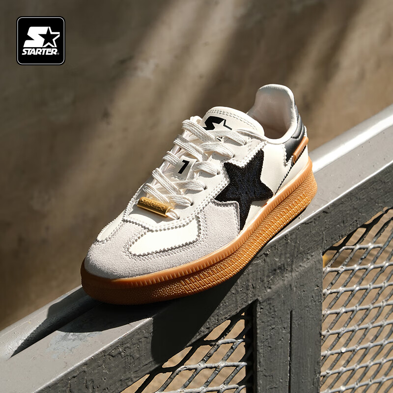 STARTER [Celebrity Style] 2025 Heavyweight New Product T-Toe Suede Casual Unisex Dexun Shoes, White, Size 36