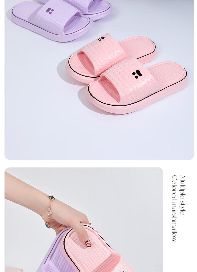 Grace Thick Sole Non-Slip Slippers Summer Casual Couple Cartoon Home Silent Soft Sole Slide Sandals Dark Blue 42-43 2