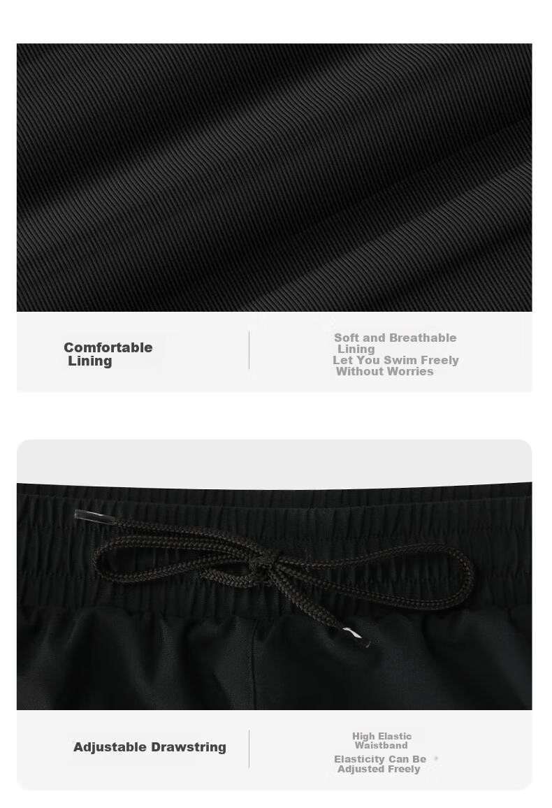 Li-Ning Swimming Trunks for Men, Anti-Embarrassment Loose-Fitting Knee-Length Beach Swim Shorts, Double-Layer Hot Spring Resort Swimwear 0261 Black 2XL 20