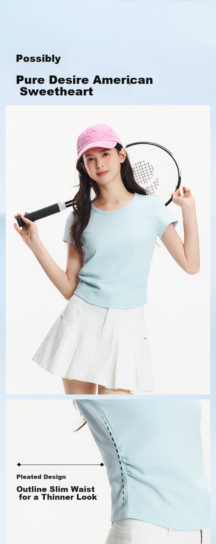 Semir Women's Short Sleeve T-Shirt, Fitted Round Neck, Inner Wear, Summer Cool Waist-Cinching V-Neck Top, Hot Girl Style, 109326100003 5