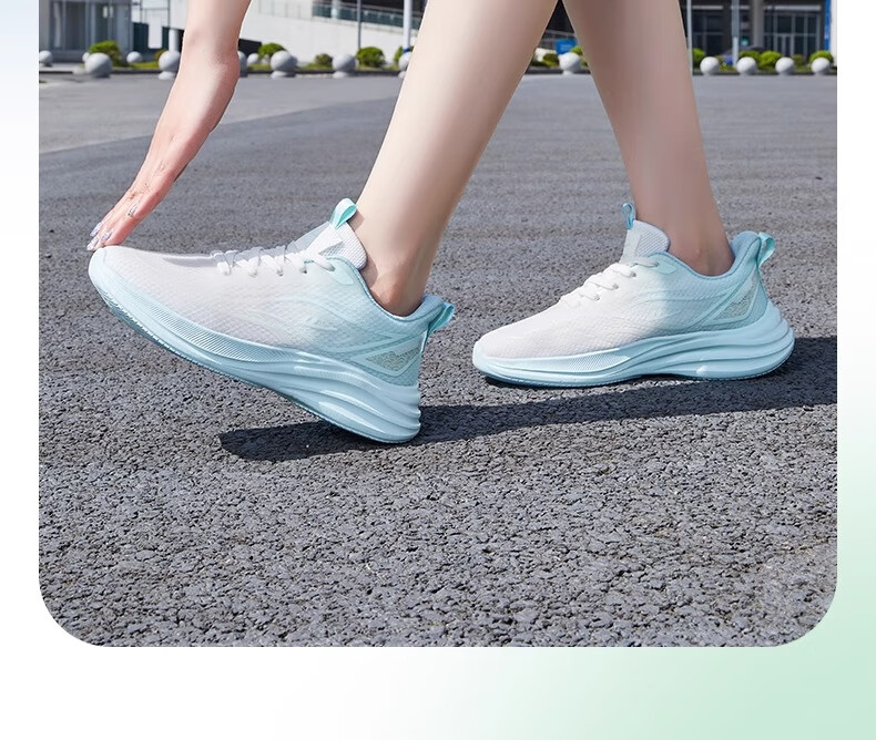 Warrior Women's Shoes, Spring And Summer New Style Breathable Mesh Sneakers, Soft-Soled Shock-Absorbing Running Shoes for Women, 4636 White Blue, Size 37 27