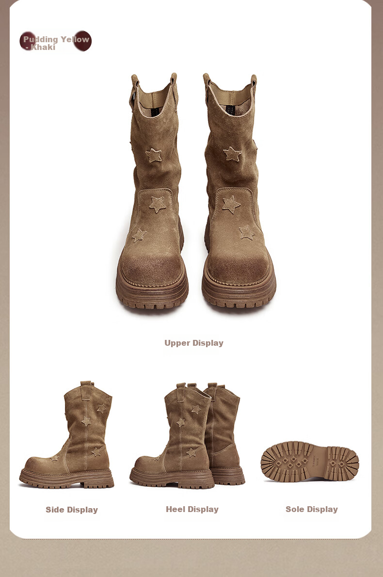 TEENMIX Women's Fleece-Lined Distressed Classic Fashion Versatile Boots Comfortable Women's Shoes 15