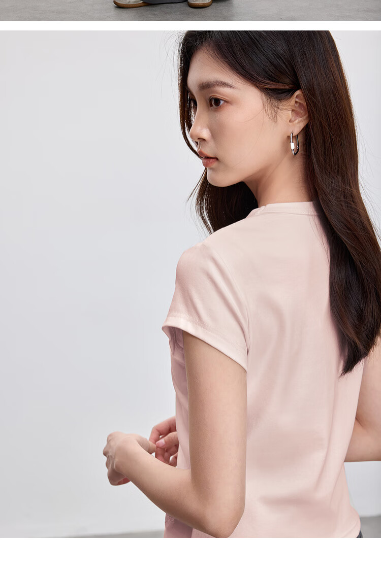 Sentubila Minimalist Commuter Short Sleeve T-Shirt Women Spring Slim Fit Knit Shirt Crop Top Dark Heather Gray XL 26