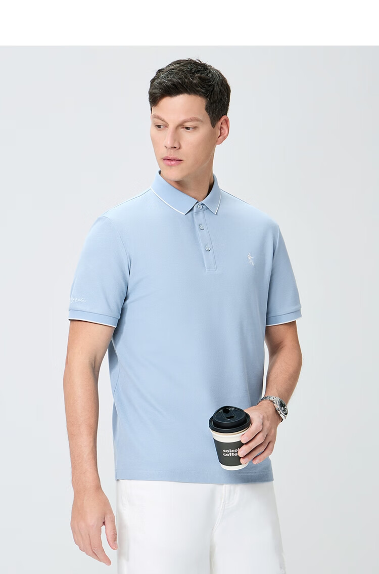 DANCING WOLVES [7A Antibacterial 2A Anti-Mite] Cool And Shape-Retaining Collar Breathable Men's Short Sleeve POLO, 102 Navy Blue, 2XL(185) 18