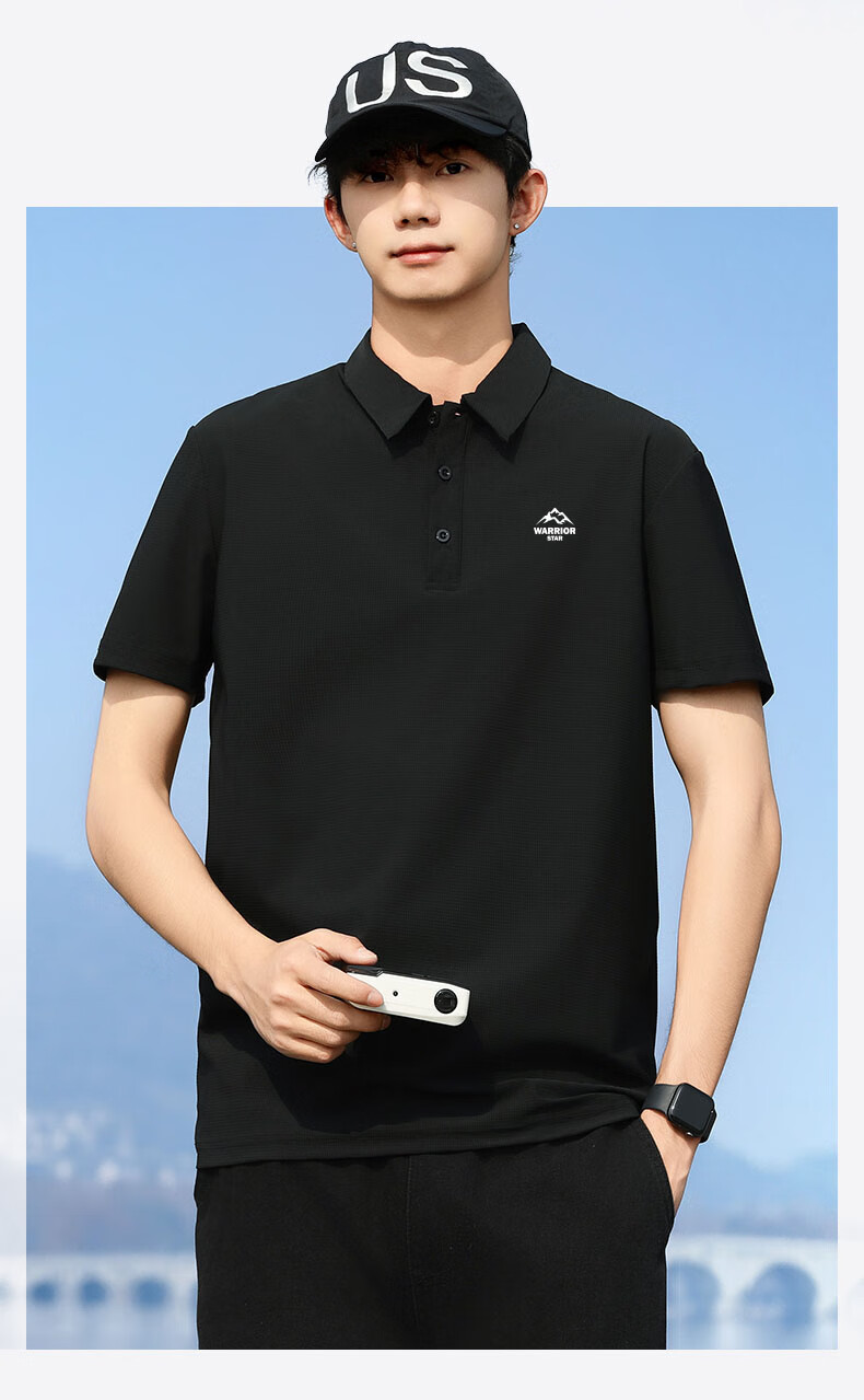 Huili Polo Shirt for Men, Summer Short-Sleeve, Quick-Dry T-Shirt, Breathable Collar, Casual Menswear, Gray, XL 31