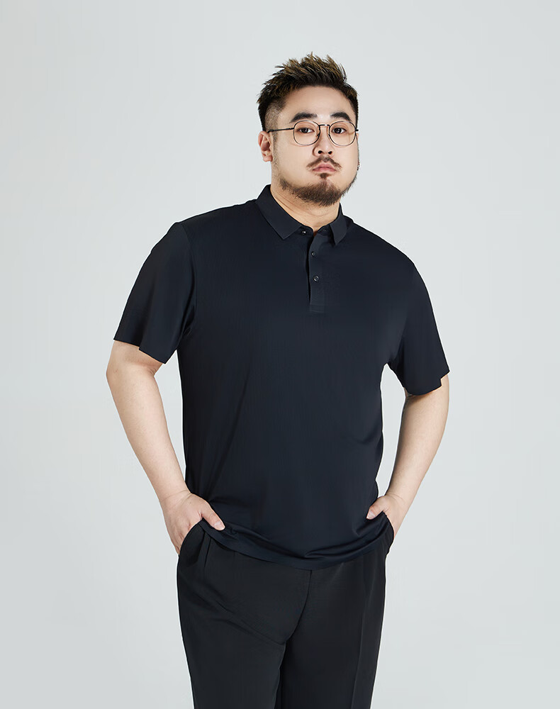 Ayoupang Large Size Men's High-End Business Polo Shirt, Premium Elastic Ice Silk Short-Sleeve Shirt for Men, Plus Size, Summer Wear 8