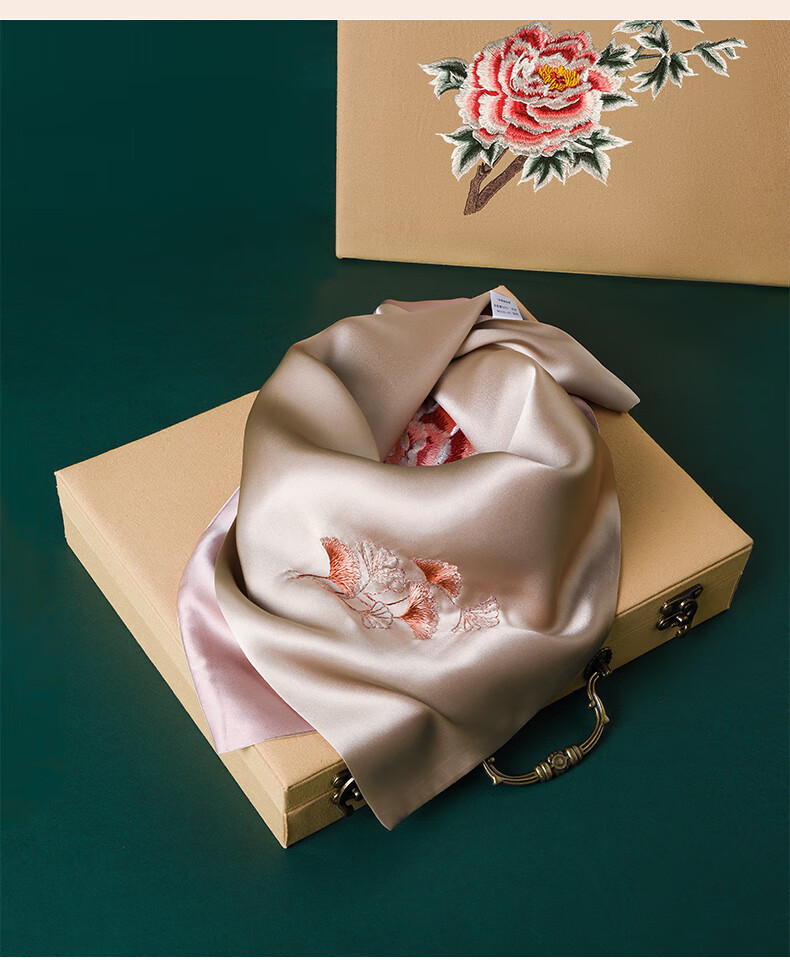 Hangsilu Handmade Suzhou Embroidery Silk Scarf, Pure Mulberry Silk Gift Box Set, Birthday And Holiday Present for Mom, Teacher, High-End Gift 8