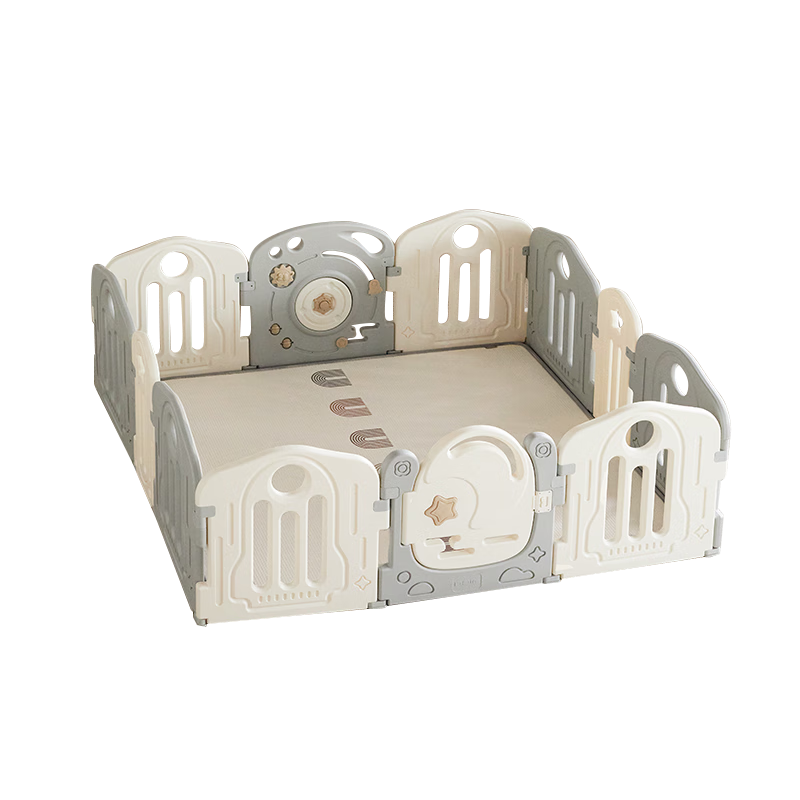 BEIESTATE Baby Play Mat Fence Indoor Living Room Playground Fence Astronaut Fence 150*180 White Gray