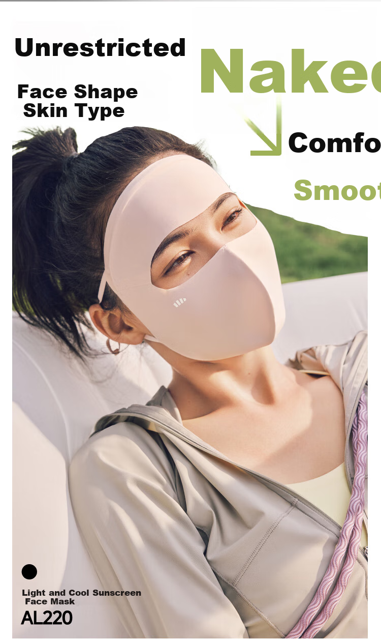 Beneunder Sun Protection Face Mask for Women, UV-Resistant Medical Beauty Full Face Mask, Stylish Face Cover, Cycling Face Guard, High Mountain Gray 2