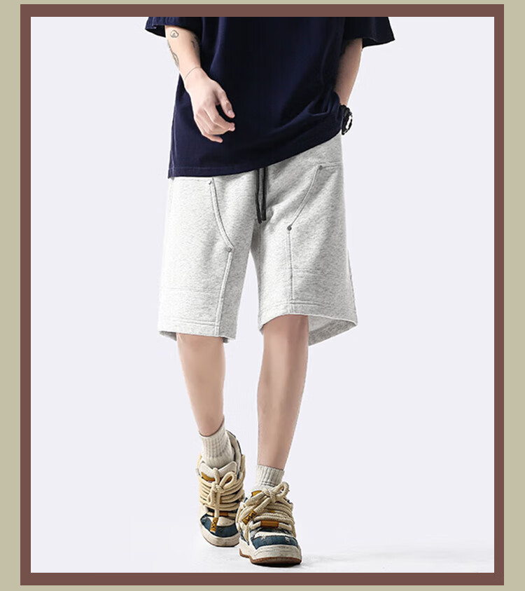 IZEXX American-Style Workwear Casual Shorts for Men, Summer Trendy High Street Loose Versatile Five-Point Pants IZ68 Earth Color M 9